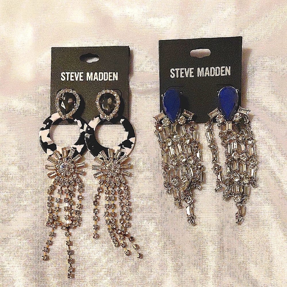 Steve Madden Black and Blue Dangle Earrings